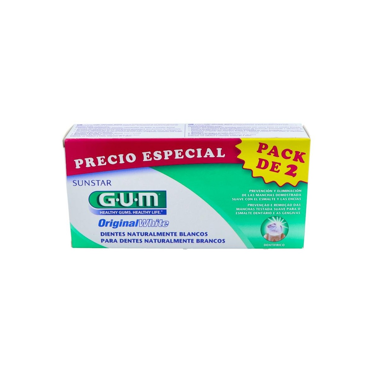 GUM ORIGINAL WHITE PASTA DENTAL 2 x 75 ML