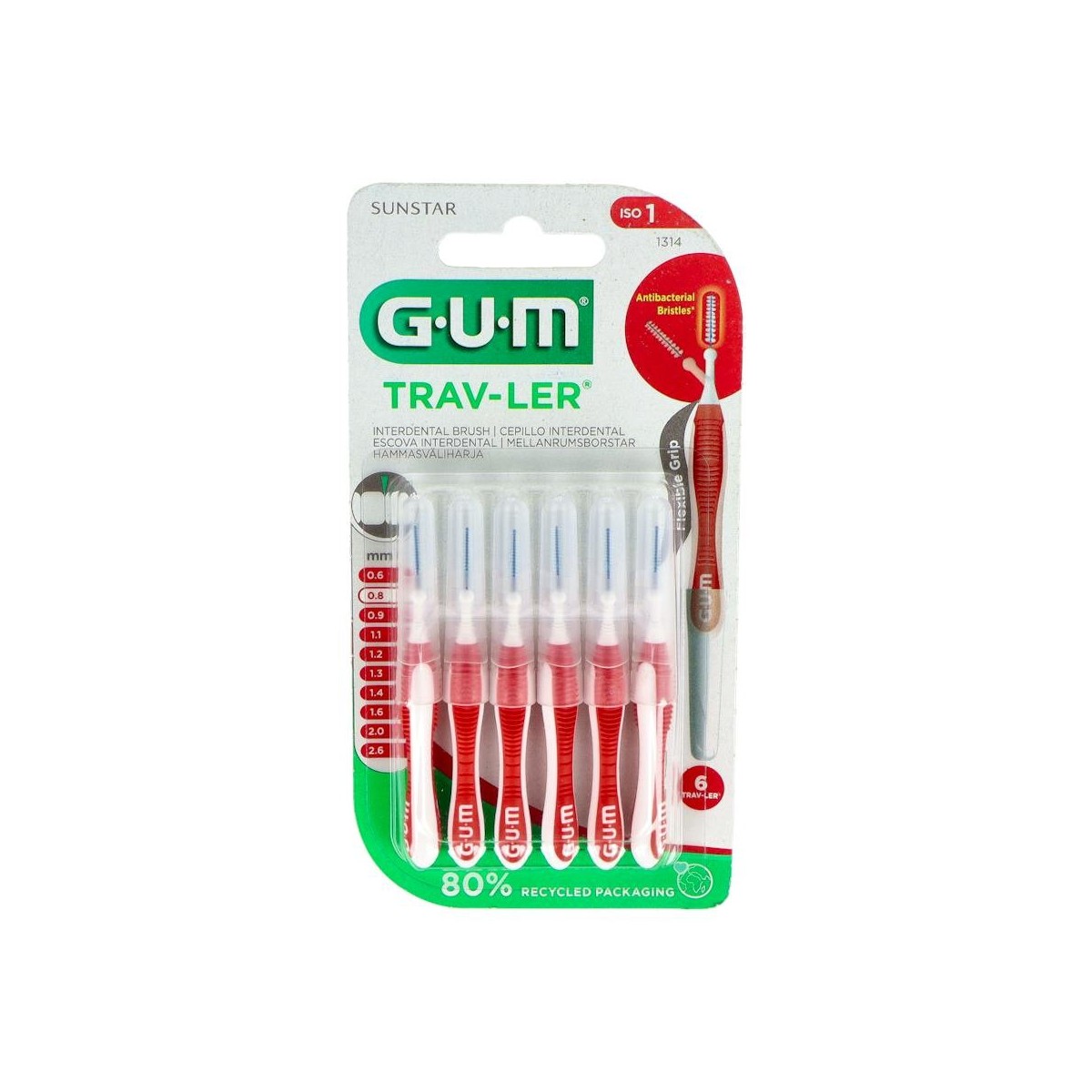 CEPILLO INTERDENTAL GUM TRAV-LER 1314 0,8MM...
